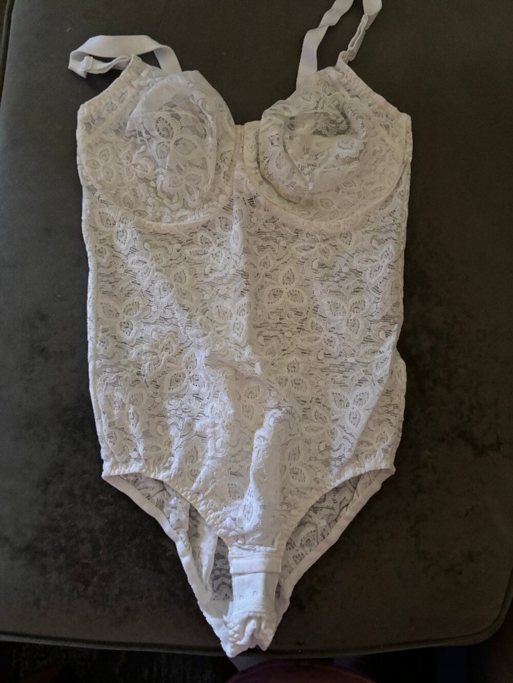 Bali #BL10 Lace 'N Smooth Body Briefer in White, Size 38D